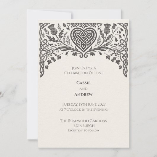 Faire-part de mariage Thistle Celtic Knot (Devant)