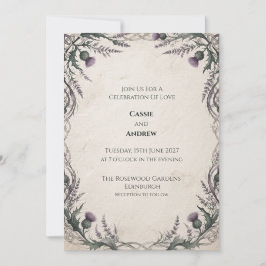 Faire-part de mariage Thistle celtique (Devant)