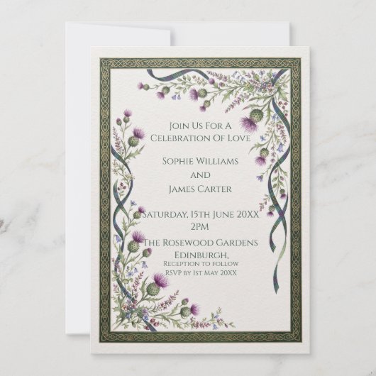 Faire-part de mariage Thistle celtique (Devant)