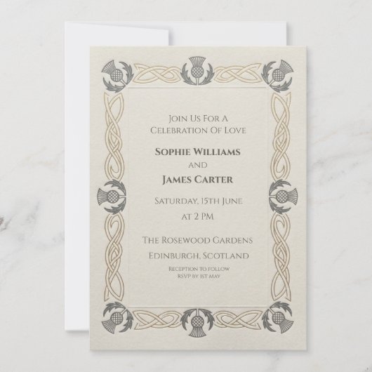 Faire-part de mariage Thistle celtique vintage (Devant)