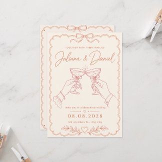 Faire-part de mariage toast minimaliste en terre c