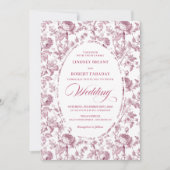 Faire-part de mariage Toile de Jouy rose vintage r (Devant)