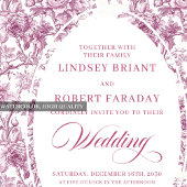 Faire-part de mariage Toile de Jouy rose vintage r