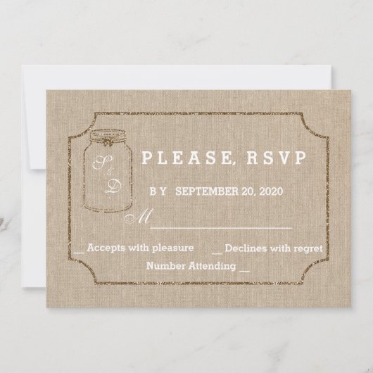 Faire-part de mariage | Toile de lin en pot Mason (Devant)