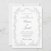 Faire-part de mariage Toile Vert Sage (Devant)