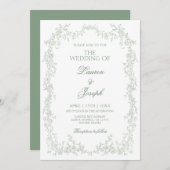 Faire-part de mariage Toile Vert Sage (Devant / Derrière)