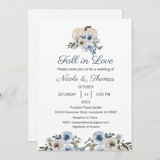 Faire-part de mariage, tomber dans l'amour Mariage (Devant / Derrière)