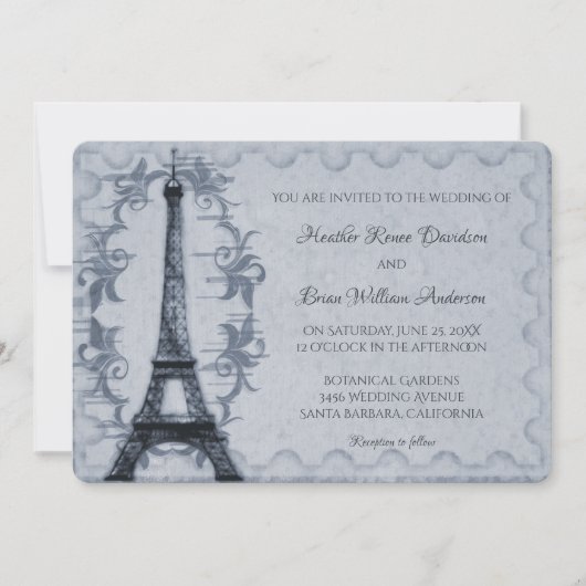 Faire-part de mariage Tour Eiffel (Devant)