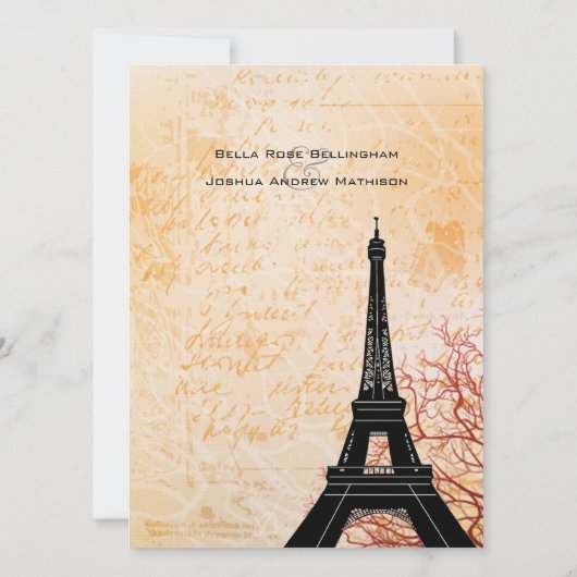 Faire-part de mariage tour Eiffel (Dos)
