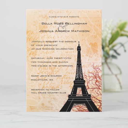Faire-part de mariage tour Eiffel (Debout devant)