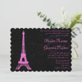 Faire-part de mariage Tour Eiffel Fuchsia (Debout devant)
