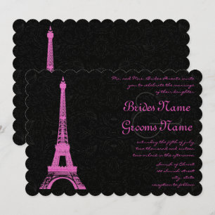 Faire-part de mariage Tour Eiffel Fuchsia