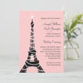 Faire-part de mariage tour Eiffel Twinkles (rose) (Debout devant)