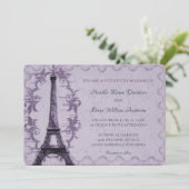 Faire-part de mariage Tour Eiffel violet (Debout devant)