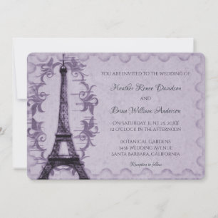 Faire-part de mariage Tour Eiffel violet