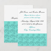 Faire-Part de Mariage Tourbillon Aqua (Devant / Derrière)
