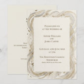Faire-part de mariage tourbillon crème or (Devant / Derrière)