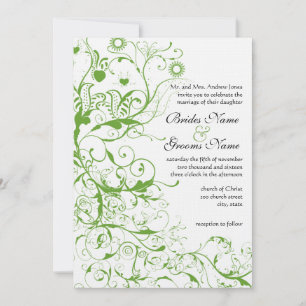 Faire-part de mariage Tourbillon Oiseau Vert Pomme