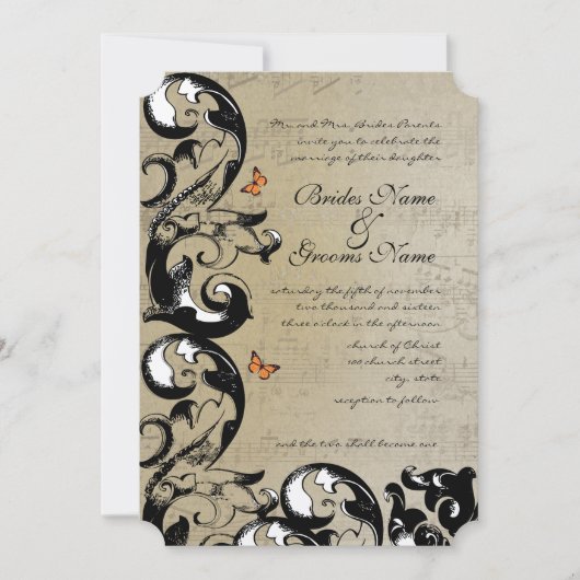 Faire-part de mariage Tourbillon Papillon (Devant)