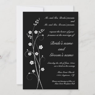 Faire-part de mariage tourbillonnant de fleurs