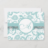 Faire-part de mariage Tourbillons Damassé Bleu Aqu (Dos)