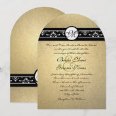 Faire-part de mariage Tourbillons de Damas or (Devant / Derrière)
