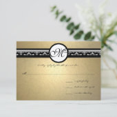 Faire-part de mariage Tourbillons de Damas or 5x7 (Debout devant)