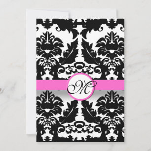Faire-part de mariage Tourbillons de Damas rose et