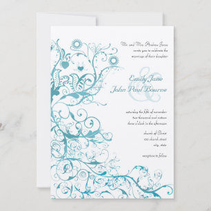 Faire-part de mariage tourbillons d'oiseaux à la m