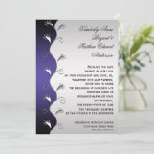 Faire-part de mariage tourbillons violet foncé et (Debout devant)