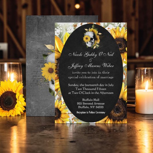 Faire-part de mariage Tournesol avec Crâne