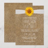 Faire-part de mariage tournesol écriture vintage (Devant / Derrière)