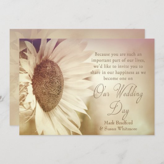 Faire-part de mariage - Tournesol - Effets doux (Devant / Derrière)