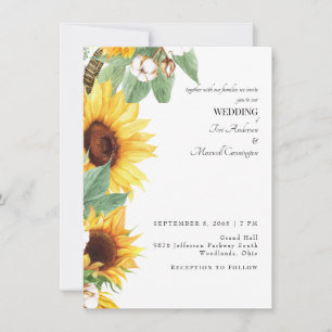 Faire-part de mariage Tournesol Moderne Sans Paren