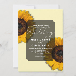 Faire-part de mariage Tournesol Rustique