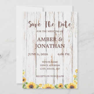 Faire-part de mariage Tournesol Rustique