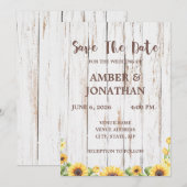 Faire-part de mariage Tournesol Rustique  (Devant / Derrière)