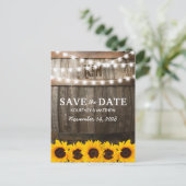 Faire-Part de Mariage Tournesol Rustique (Debout devant)