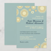 Faire-part de mariage Tournesol Sucré Bleu Bébé (Devant / Derrière)