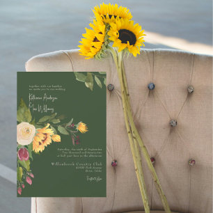 Faire-part de mariage Tournesol Vert Forêt Sans Pa