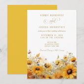 Faire-part de mariage Tournesols avec Papillons (Devant / Derrière)