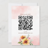 Faire-part de mariage tournesols et roses roses (Dos)