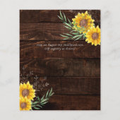 Faire-part de mariage Tournesols rustiques Feuille (Dos)