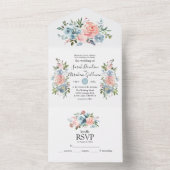 Faire-Part de Mariage Tout Compris Fleurs Rose Ble (À l'intérieur)