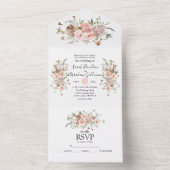 Faire-Part de Mariage Tout Compris Fleurs Rose Mau (À l'intérieur)