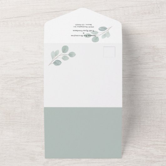 Faire-Part de Mariage Tout Compris Minimal Vert Eu (Dehors)