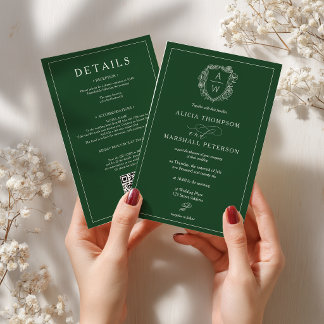 Faire-part de mariage tout-en-un à armoiries flora