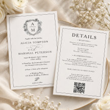 Faire-part de mariage tout-en-un à code QR Crête f