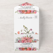 Faire-part de mariage tout-en-un à fleurs luxurian (Dehors)