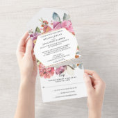 Faire-part de mariage tout-en-un à fleurs luxurian (Déchirure)